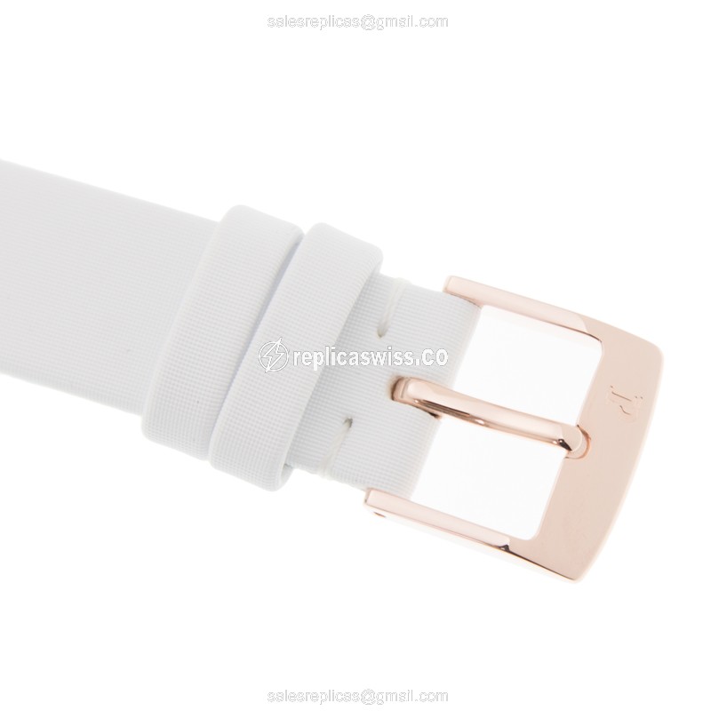 Piaget POSSESSION Replica - Quartz - 18kt Rose Gold - Diamond Bezel - Silver Dial - White Fabric Strap - View 4
