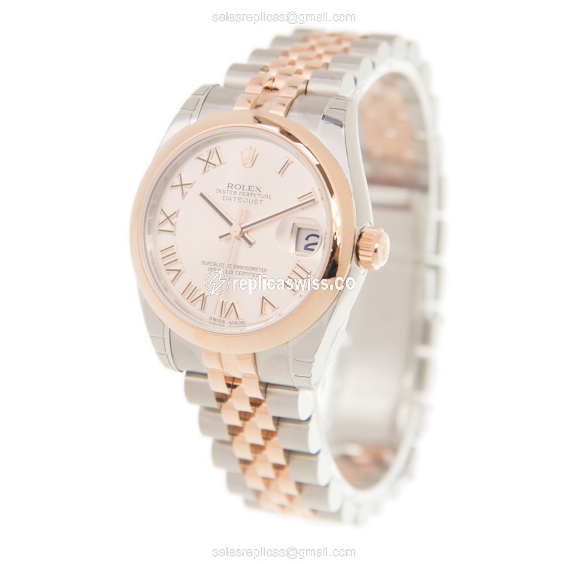 Rolex Datejust Replica - Automatic, 18kt Rose Gold Case, Pink Dial - View 3