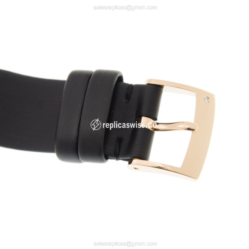 Piaget Limelight Replica - Manual - 18kt Rose Gold - Diamonds - White Dial - Buckle Clasp - Black Satin Strap - View 4