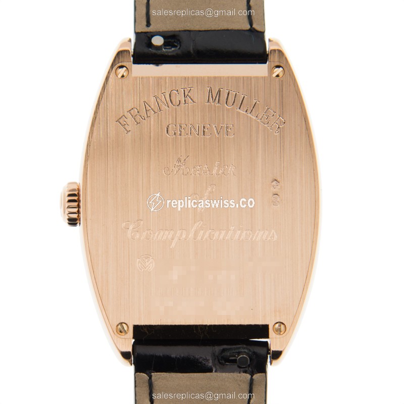 Franck Muller CINTREE CURVEX Quartz - Rose Gold - Silver Dial, Alligator Black Strap - View 3