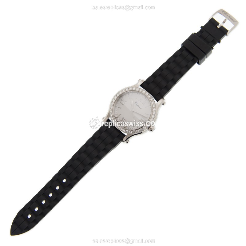 Chopard Happy Sport Quartz - White Dial - Rubber Black - Buckle Clasp - View 2