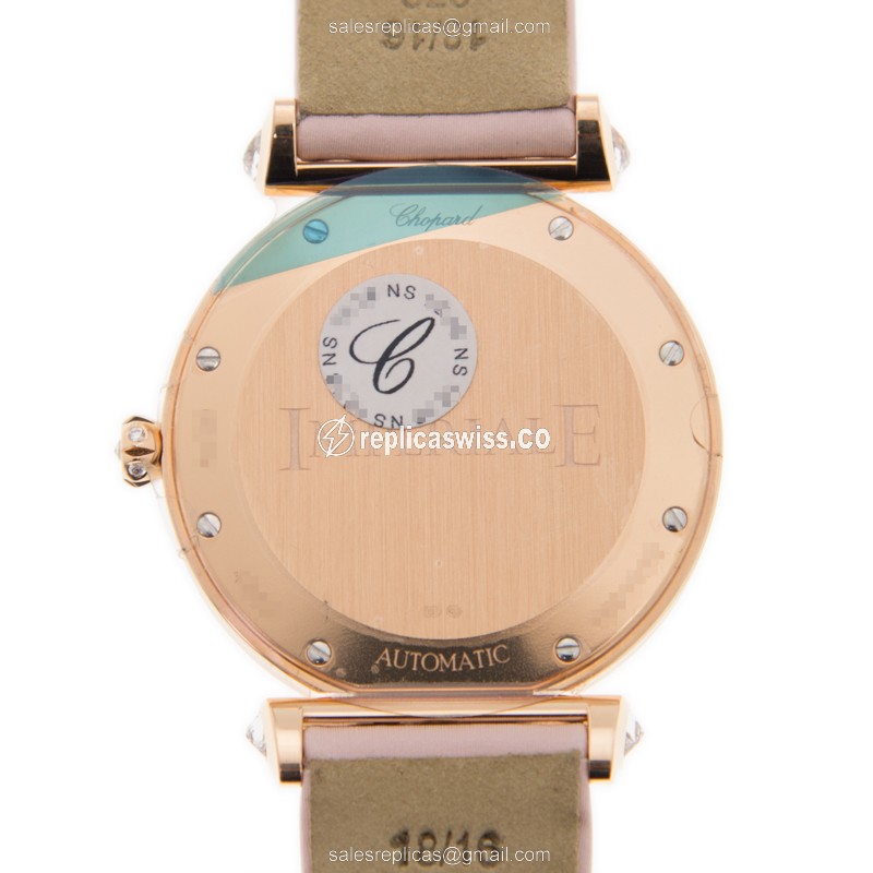 Chopard Imperiale Replica - Auto - 18kt Rose Gold - Pink Dial & Diamonds - Buckle Clasp - View 3