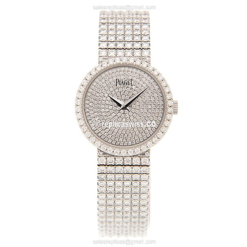 Piaget Tradition Replica - Manual Wind - 18kt White Gold - Diamond - Silver Dial - Silver Clasp - View 2