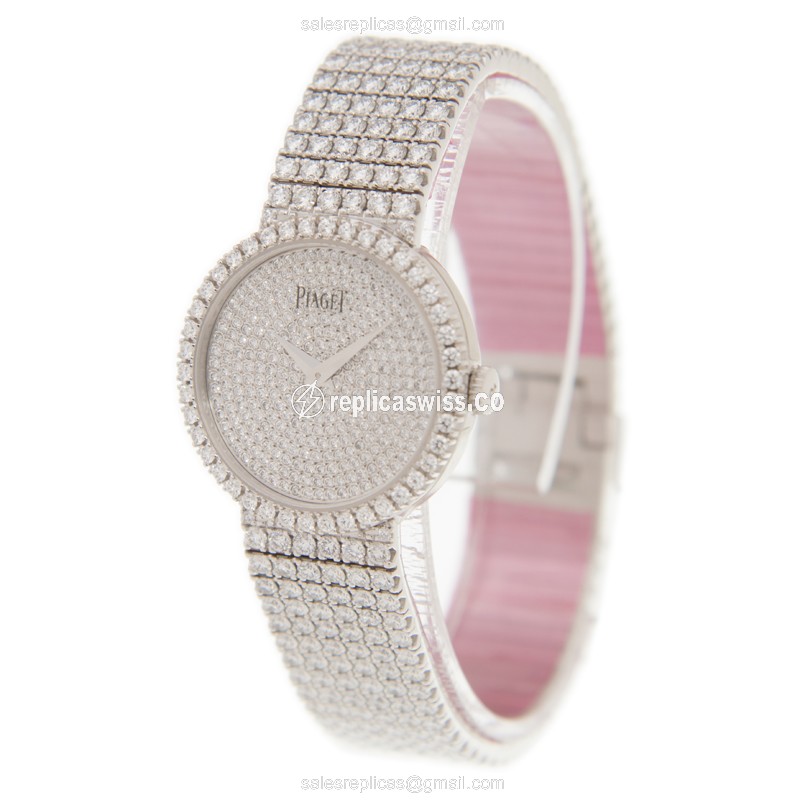 Piaget Tradition Replica - Manual Wind - 18kt White Gold - Diamond - Silver Dial - Silver Clasp - View 3