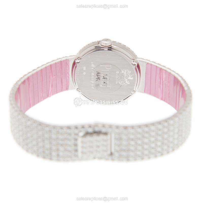 Piaget Tradition Replica - Manual Wind - 18kt White Gold - Diamond - Silver Dial - Silver Clasp - View 4
