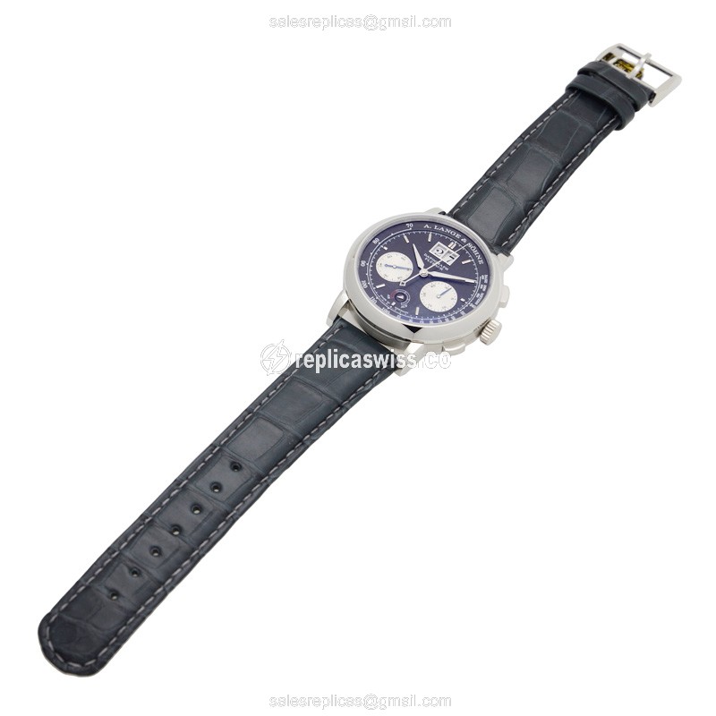 A Lange & Sohne Replica - DATOGRAPH - Manual Wind - 950 Platinum - Black Dial - Alligator Black Buckle - View 2