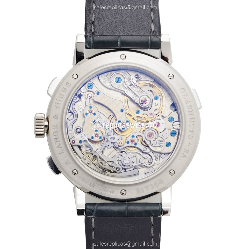 A Lange & Sohne Replica - DATOGRAPH - Manual Wind - 950 Platinum - Black Dial - Alligator Black Buckle - View 3