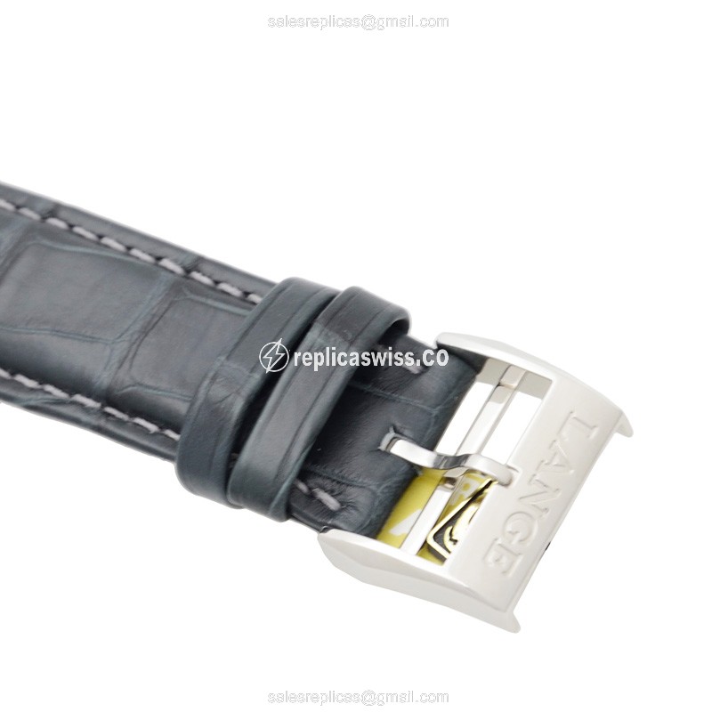 A Lange & Sohne Replica - DATOGRAPH - Manual Wind - 950 Platinum - Black Dial - Alligator Black Buckle - View 4