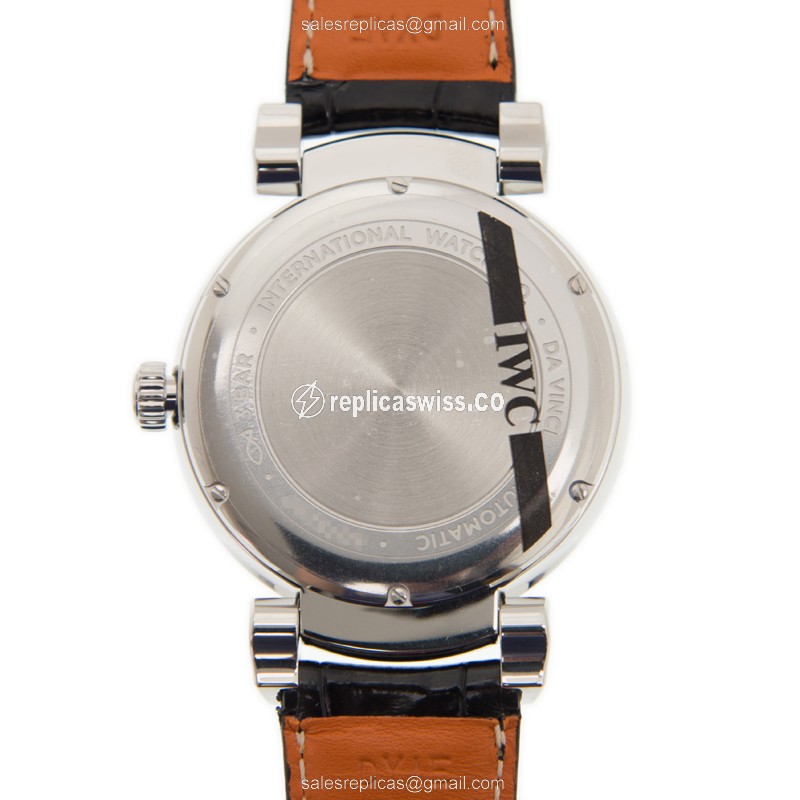 IWC DA VINCI Replica - Automatic - Stainless Steel - Silver Dial - Black Alligator Strap - View 3