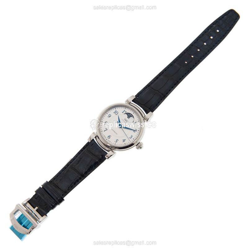 IWC DA VINCI Replica - Automatic - Stainless Steel - Silver Dial - Blue Alligator Clasp - View 2