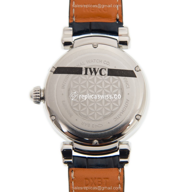 IWC DA VINCI Replica - Automatic - Stainless Steel - Silver Dial - Blue Alligator Clasp - View 3