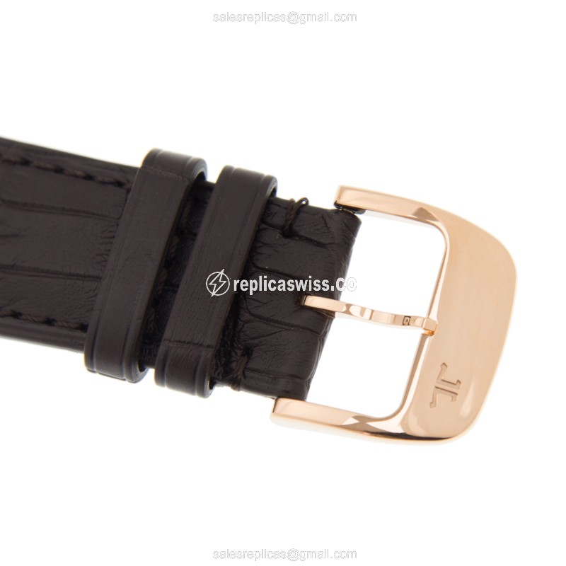 Jaeger-Lecoultre Q136255J Replica - Ultra Thin - Automatic - 18kt Rose Gold - Black Dial - Brown Alligator Strap - View 4