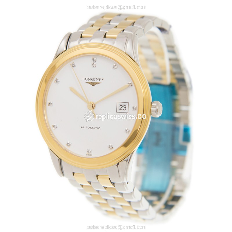 Longines L4.874.3.27.7 Flagship - Automatic - Gold-Plated, Stainless Steel Case, White Dial - View 3