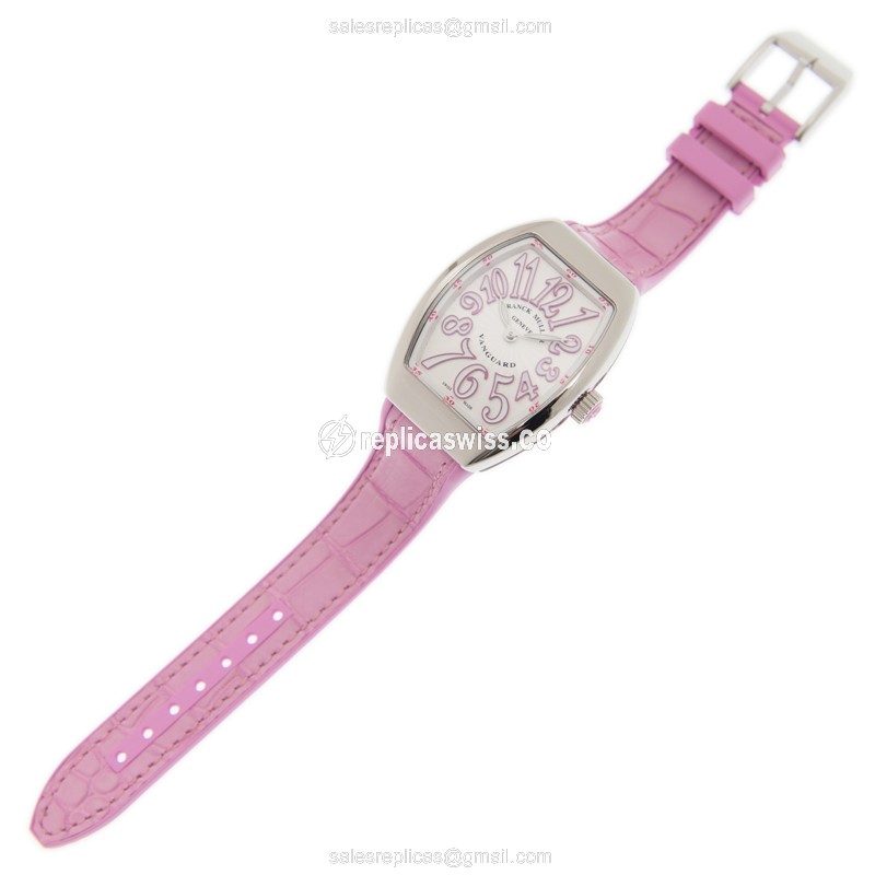 Franck Muller V32 QZ Quartz - White Dial on Leather - Buckle Clasp - View 2