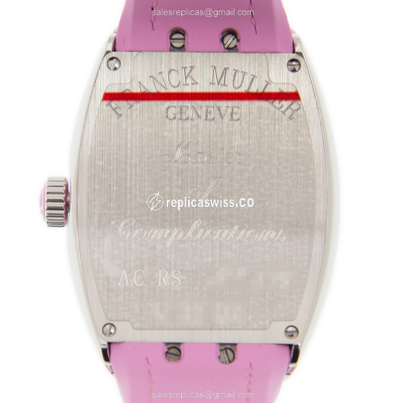 Franck Muller V32 QZ Quartz - White Dial on Leather - Buckle Clasp - View 3