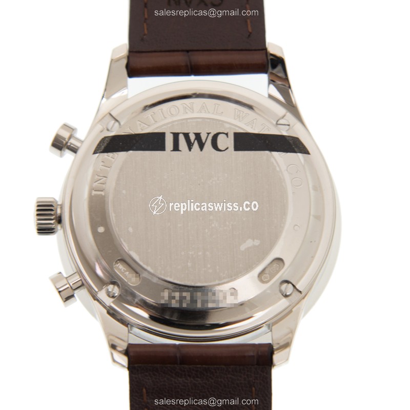 IWC Portuguese Replica - Automatic - 18kt White Gold - Dark Grey Dial - Brown Alligator Strap - View 3
