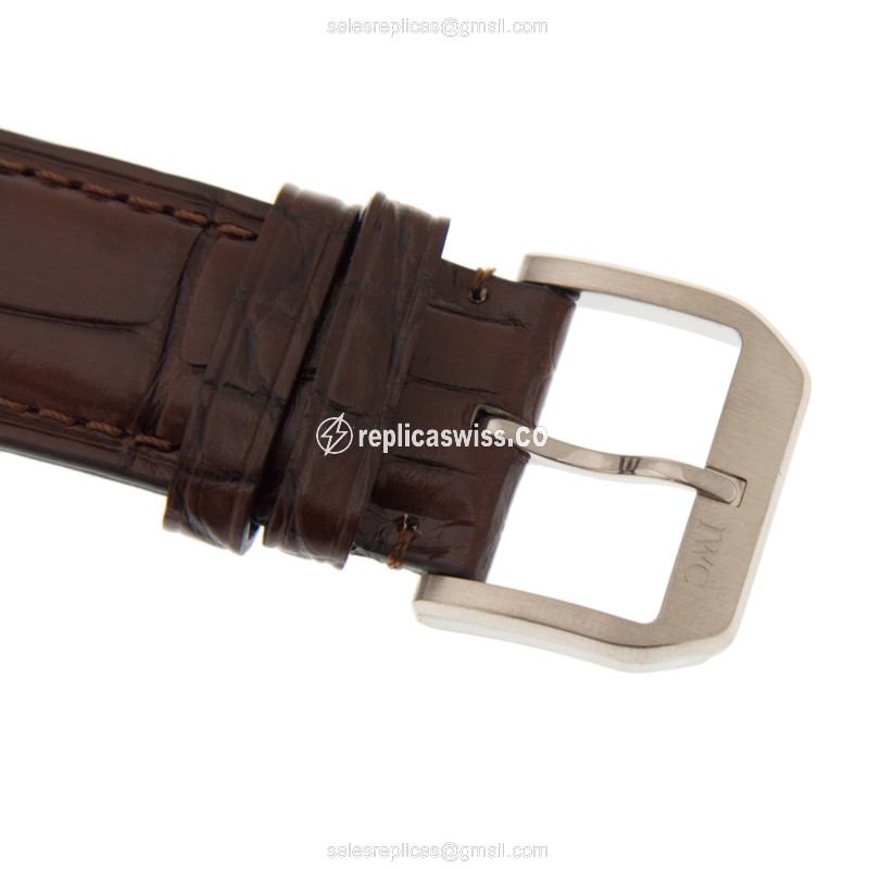 IWC Portuguese Replica - Automatic - 18kt White Gold - Dark Grey Dial - Brown Alligator Strap - View 4