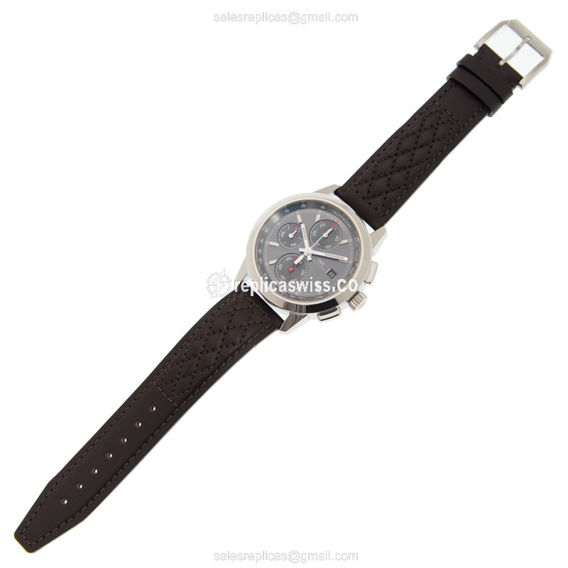 IWC Ingenieur Replica - Automatic - Stainless Steel - Gray Dial - Brown Alligator Strap - View 2