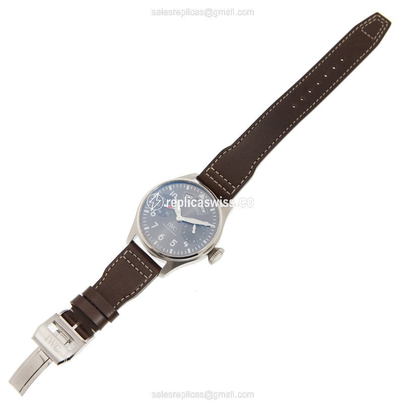 IWC IW502702 PILOTS Replica - Automatic - Steel Case - Grey Dial - Brown Cowhide Strap - View 2