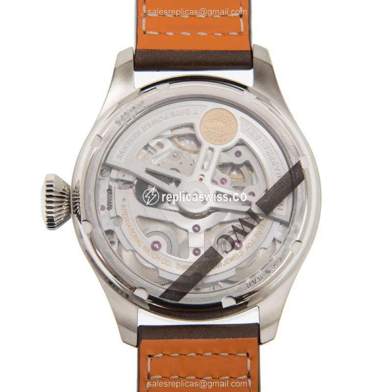 IWC IW502702 PILOTS Replica - Automatic - Steel Case - Grey Dial - Brown Cowhide Strap - View 3