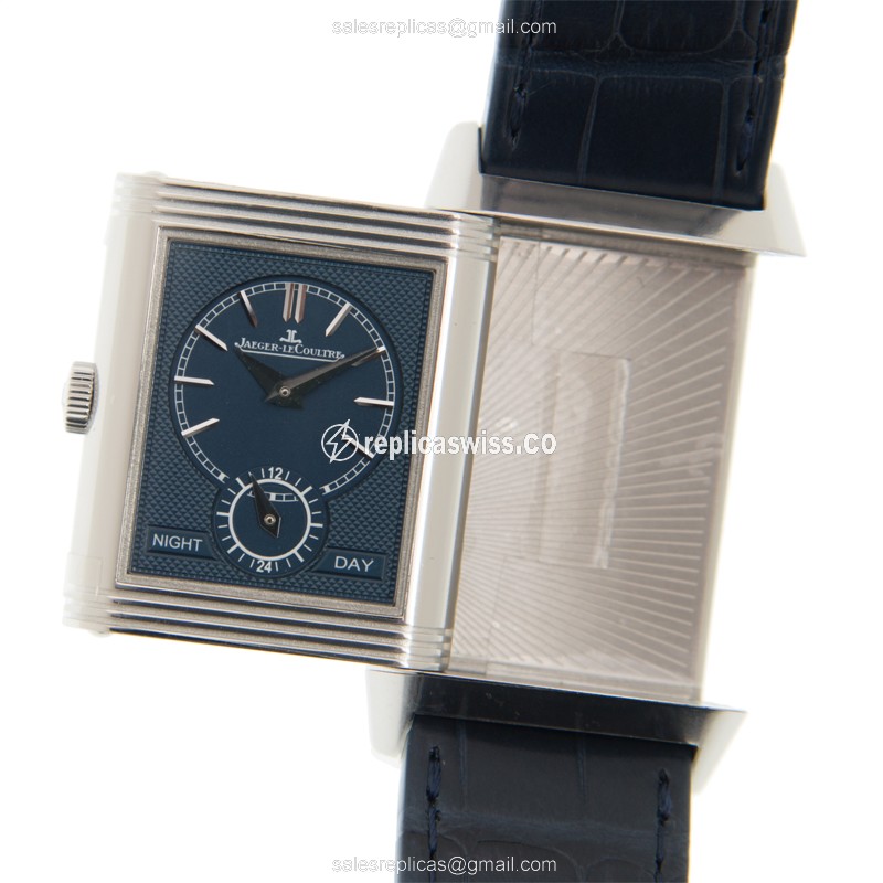 Jaeger-Lecoultre Q3908420 REVERSO - Manual - Stainless Steel - Silver Dial - Blue Leather Strap - View 4