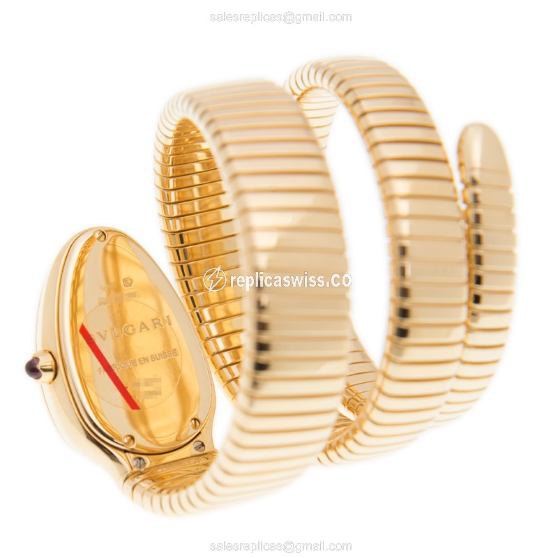 Bulgari Serpenti Replica - Quartz - 18kt Yellow Gold - Silver Dial - Gold Strap - View 4