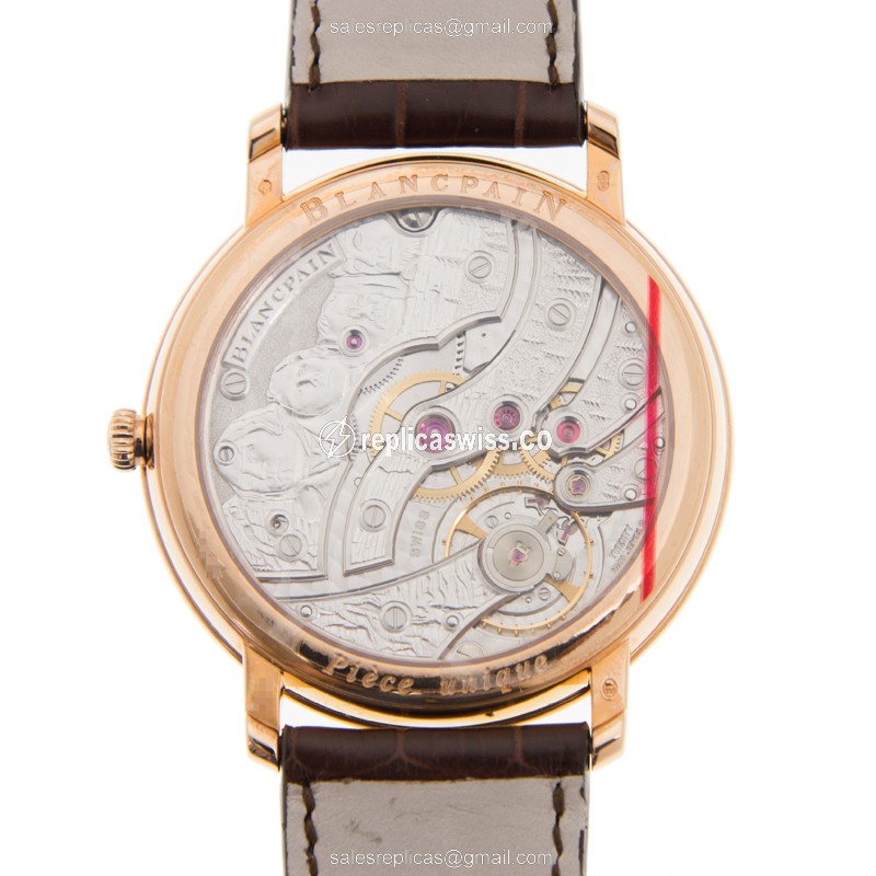 Blancpain Villeret Replica - Manual - 18kt Rose Gold - White Dial - Brown Alligator Strap - View 3