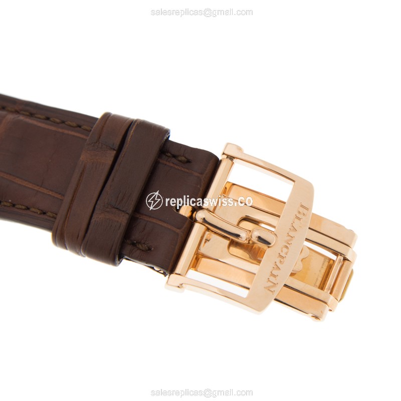 Blancpain Villeret Replica - Manual - 18kt Rose Gold - White Dial - Brown Alligator Strap - View 4