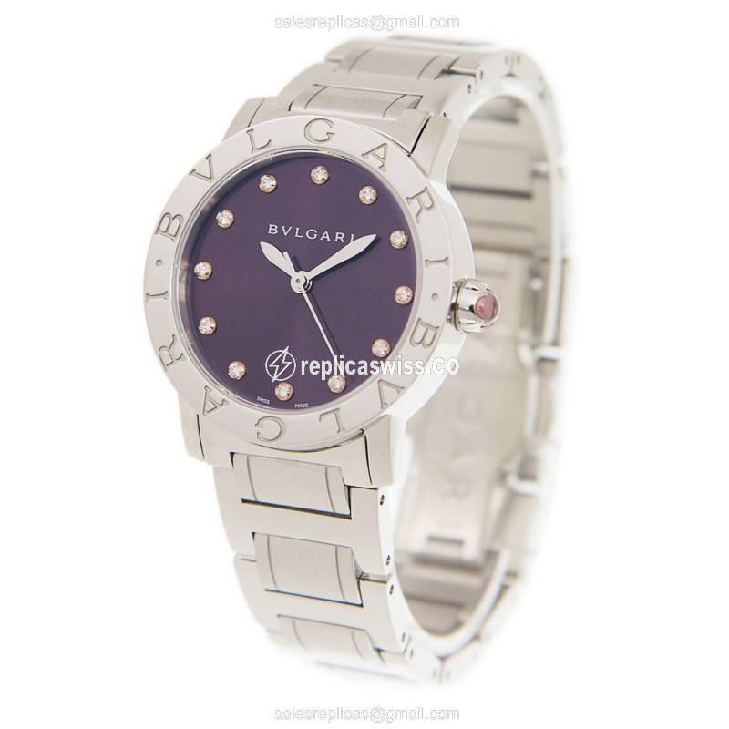 Bulgari BBL33C7SS/12 Replica - Automatic - Steel Case - Purple Dial - Silver Strap - View 3