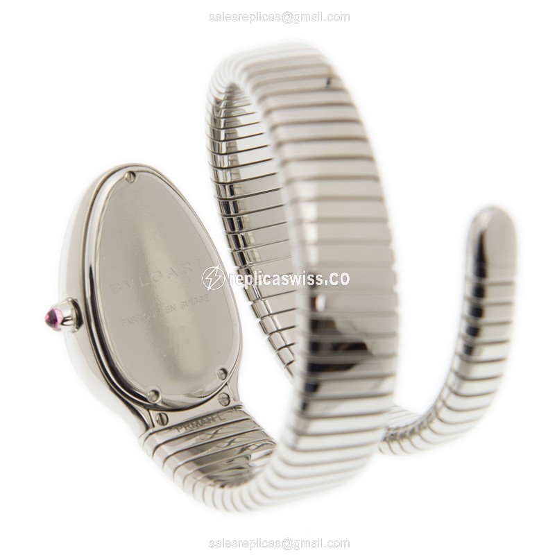 Bulgari Serpenti Replica - Quartz - Black Dial - Steel Case - Silver Strap - Sapphire Crystal - View 4
