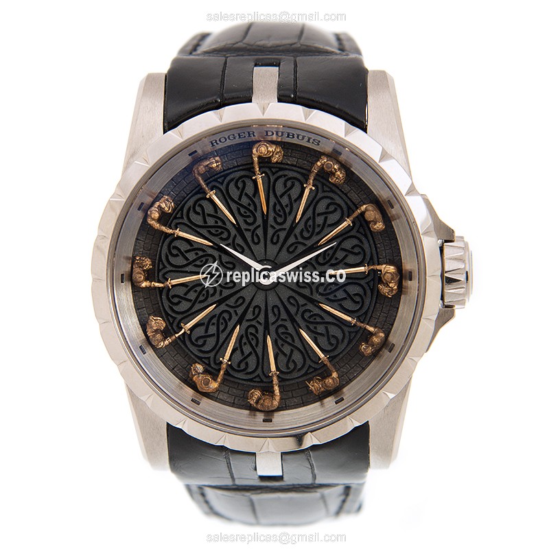 Roger Dubuis DBEX0495 EXCALIBUR - Automatic 18kt Gold - Black Dial - Alligator Black Strap - View 2
