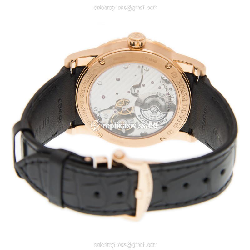 Roger Dubuis RDDBEX0351 EXCALIBUR - Automatic 18kt Rose Gold - Silver Dial - Black Alligator Strap - View 4