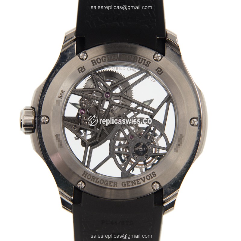 Roger Dubuis RDDBPU0010 PULSION - Manual Wind - Titanium Case - Skull Dial - Black Rubber Strap - View 3