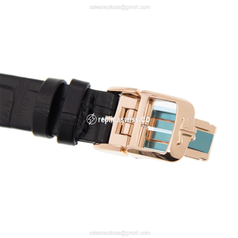 Jaeger-Lecoultre RENDEZ VOUS Replica - Automatic 18kt Rose Gold - Silver Dial - Black Leather Strap - View 4