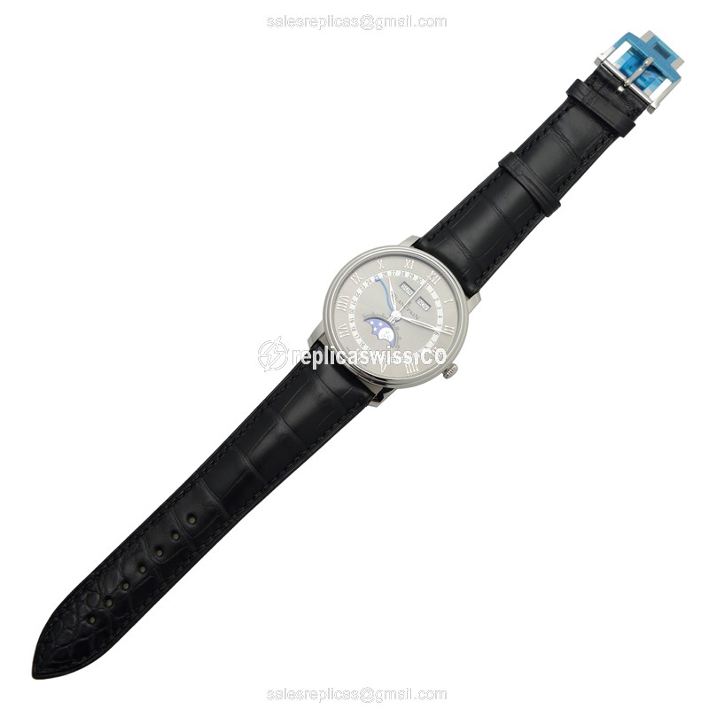 Blancpain Villeret 6654-1113-55B Replica - Automatic - Steel - Gray Dial - Black Alligator Strap - View 2