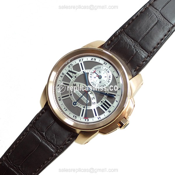 Cartier W7100029 Replica - Calibre De Cartier Auto - 18kt Rose Gold - Dark Grey Dial - View 2