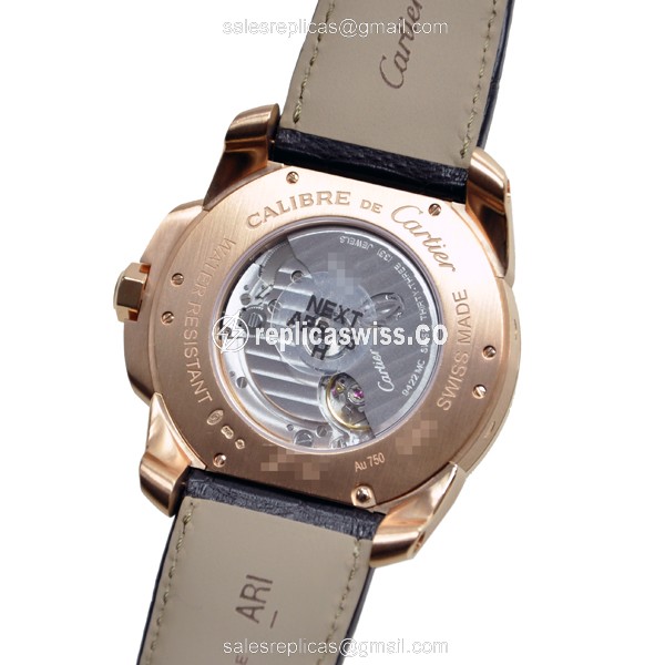 Cartier W7100029 Replica - Calibre De Cartier Auto - 18kt Rose Gold - Dark Grey Dial - View 3