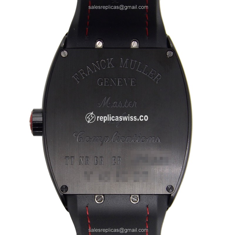 Franck Muller V45 SC DT TT NR BR.ER WT Vanguard - Automatic Titanium Case - Black Dial on Black Alligator Strap - View 3