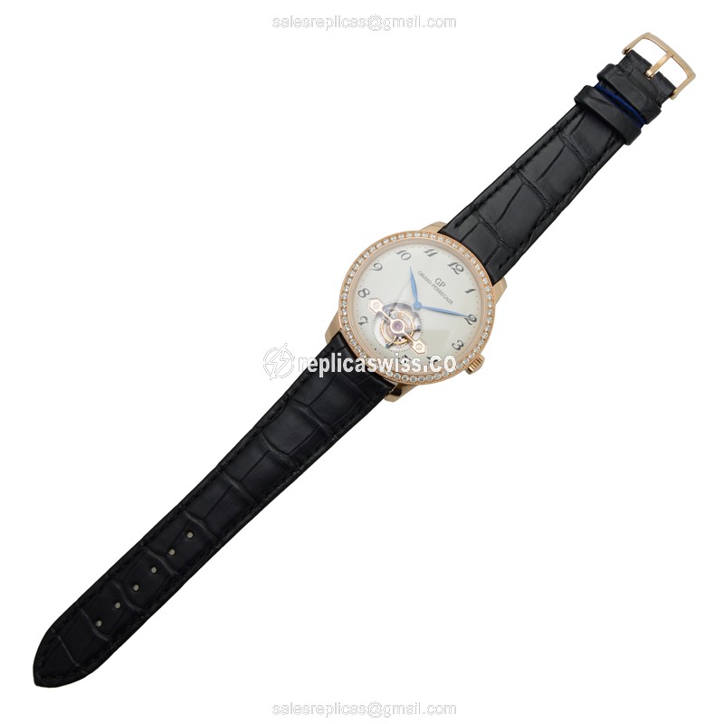 Girard Perregaux 1966 Replica - Automatic - 18kt Rose Gold - Diamonds - White Dial - Buckle Clasp - View 2