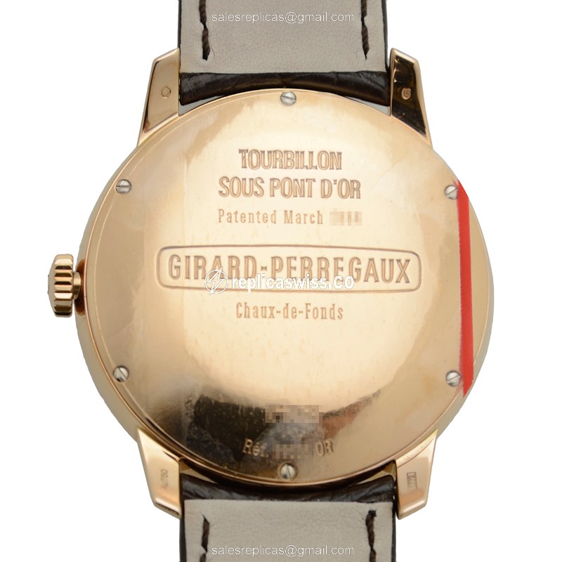 Girard Perregaux 1966 Replica - Auto - 18kt Rose Gold - White Dial - Black Buckle Alligator Strap - View 3