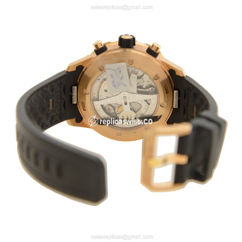 IWC IW376905 AQUATIMER Replica - Automatic - 18kt Gold - Black Dial - Rubber Strap - View 3