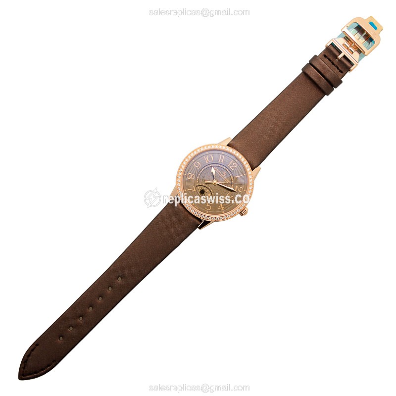 Jaeger-Lecoultre Rendez-Vous Replica - Automatic - 18kt Rose Gold - Diamond Dial - Brown Strap - View 2