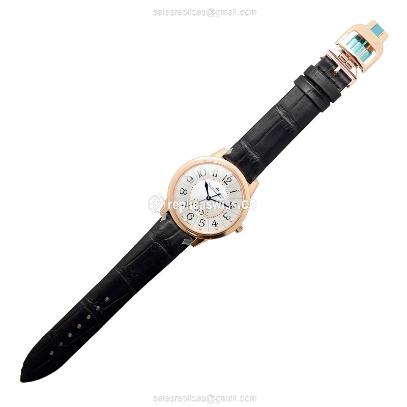Jaeger-Lecoultre Q3542490 Rendez-Vous Replica - Automatic - 18kt Rose Gold Case - White Dial - Black Strap - View 2