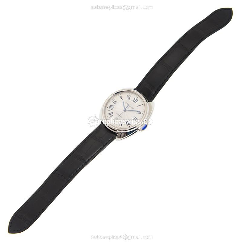 Cartier WSCL0018 Replica - Automatic - Stainless Steel - Silver Dial - Alligator Strap - View 2