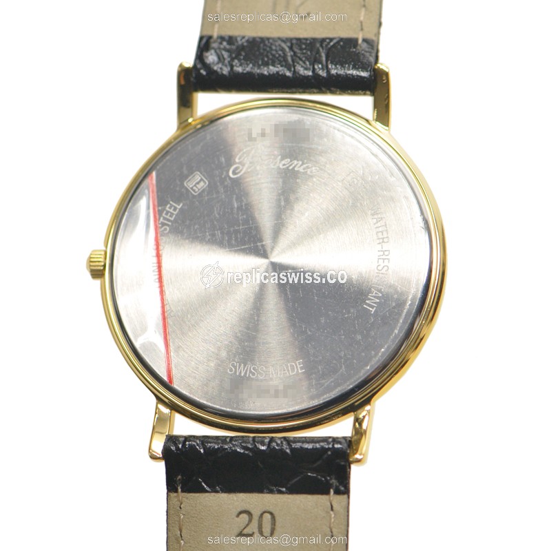 Longines Presence Replica - Quartz - 18kt Rose Gold Case - White Dial - Leather Strap - View 4
