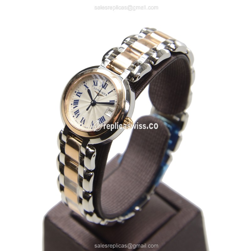 Longines PRIMA LUNA Replica - Quartz - 18kt Rose Gold & Steel Case - White Dial - View 3