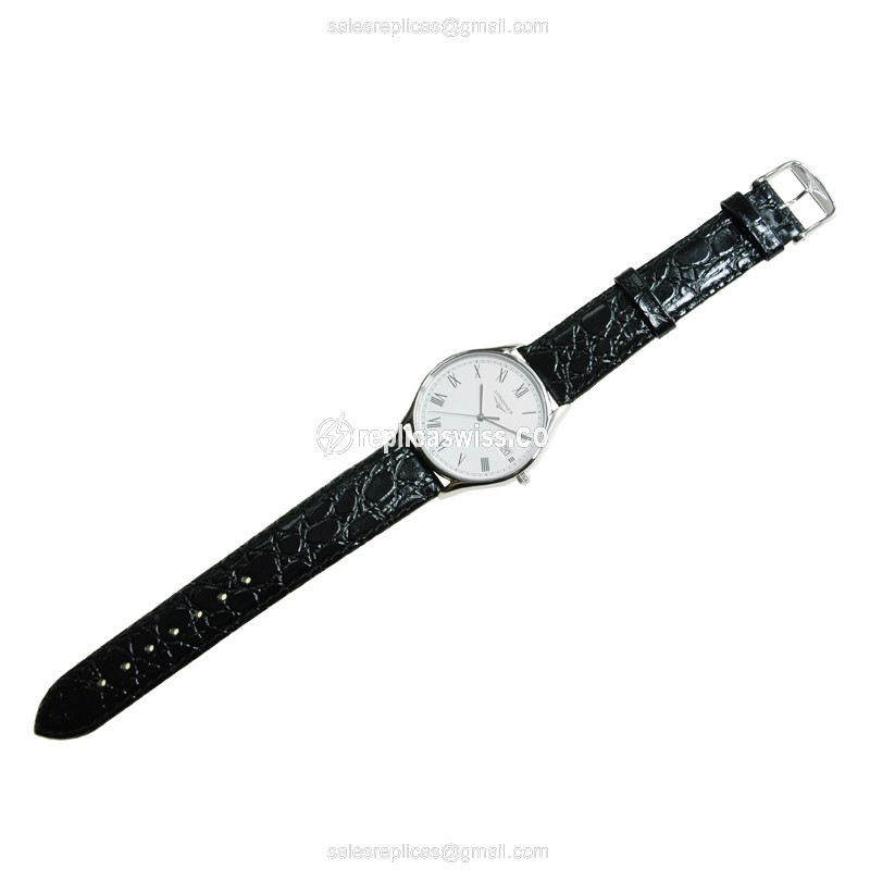 Longines Lyre Replica - Quartz - Steel Case - White Dial - Leather Black Strap - View 2