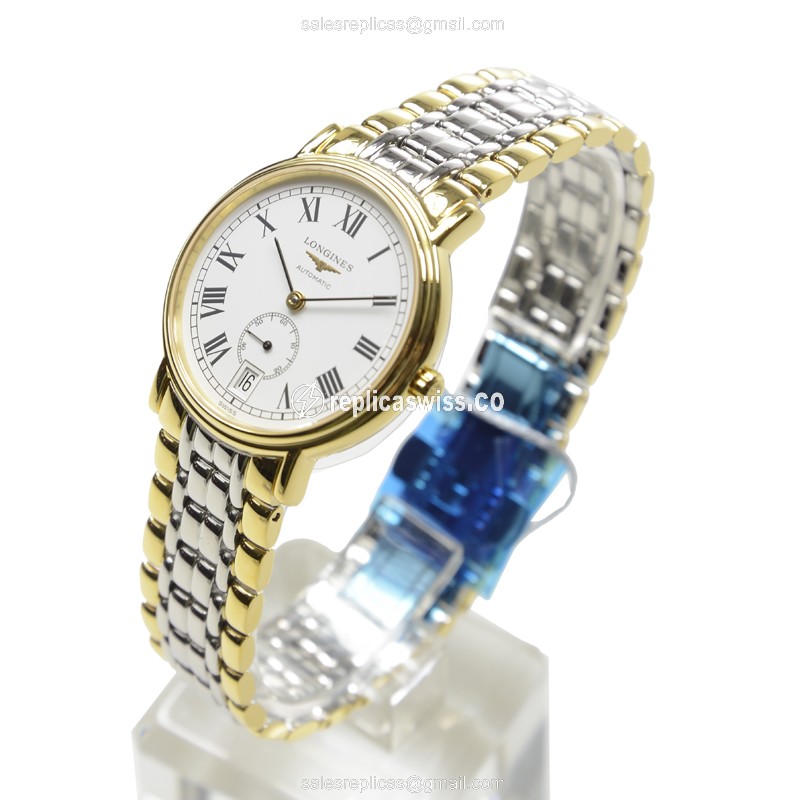 Longines Presence Replica - Automatic - Gold-Plated & Steel Case - White Dial - View 3