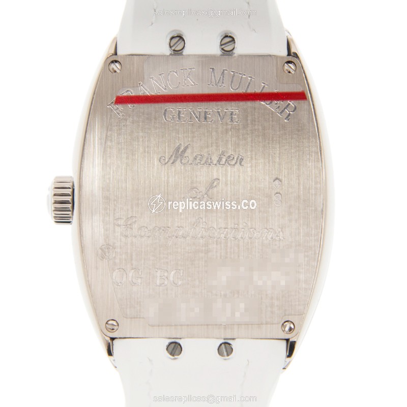 Franck Muller Vanguard Quartz - 18kt White Gold - Silver Dial - Leather White Strap - Buckle Clasp - View 3