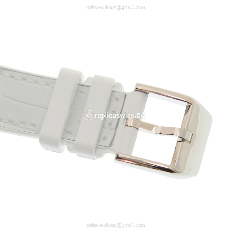 Franck Muller Vanguard Quartz - 18kt White Gold - Silver Dial - Leather White Strap - Buckle Clasp - View 4